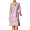thumbnail image 6 of Allegra K Women's Lapel Collar Ruffle Long Sleeves Button Floral Shirt Dress, 6 of 8