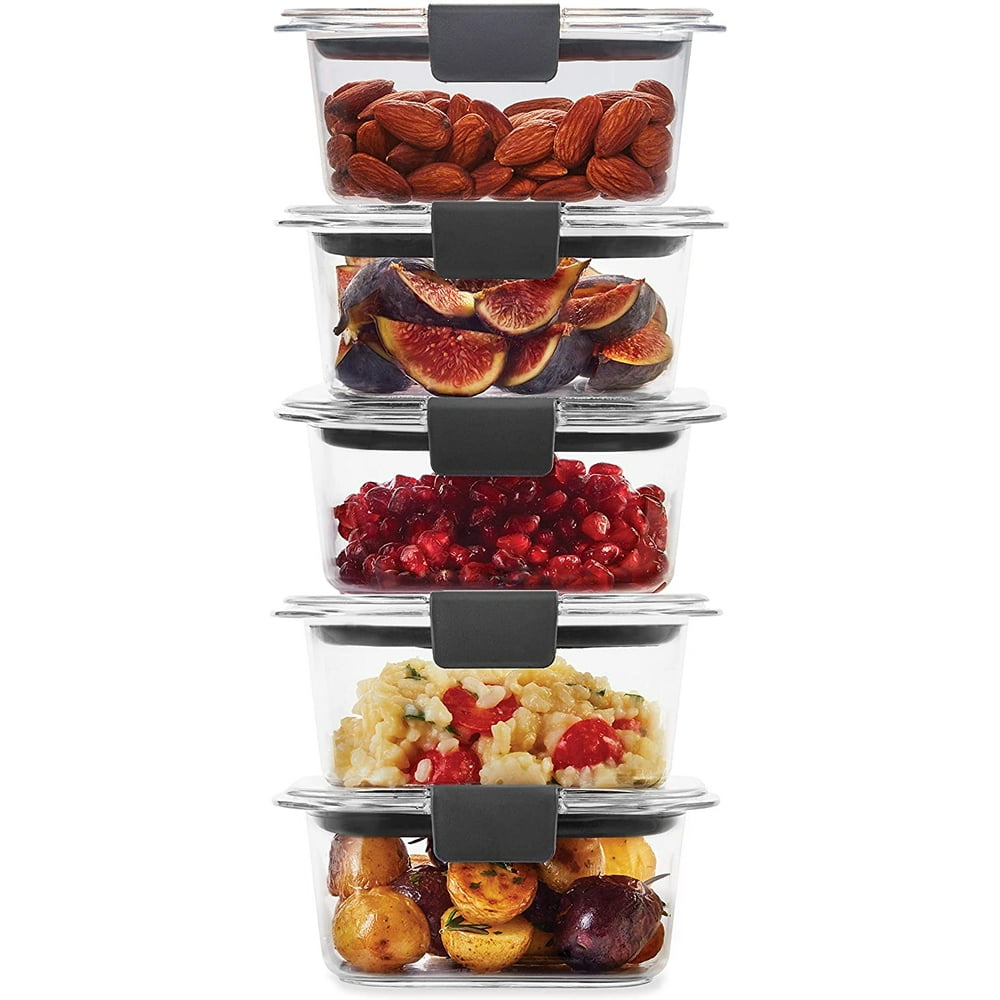 Rubbermaid Leak-Proof Brilliance Food Storage Set, 1.3 Cup Plastic Containers with Lids