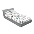 thumbnail image 2 of Ambesonne Cartoon Fitted Sheet & Pillow Sham Set, Sketchy Cats with, Twinxl, Multicolor, 2 of 2