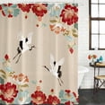 thumbnail image 2 of Rustic Crane Shower Curtain, Waterproof Shower Curtains for Bathroom, Vintage Red Teal Spring Floral Botanical Washable Fabric Bathtub Curtain Set Bath Decor with 12 Hooks Long 72"x84", 2 of 8