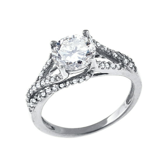 925 Sterling Silver Womens Cubic Zirconia Round Center Stone Wedding Engagement Anniversary Band Ring Size 7 Anniversary