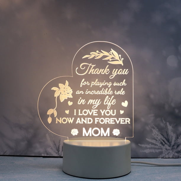 Lámpara de escritorio de acrílico Adornos Bendición del día de la madre Palabras Regalos de luz nocturna (C)