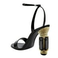 thumbnail image 3 of FSJ Women Bling Crystal Block Chunky High Heels Buckle Ankle Strap Sandals Single Strap Round Open Toe Pumps Wedding Party Shoes Size 8 Black, 3 of 4