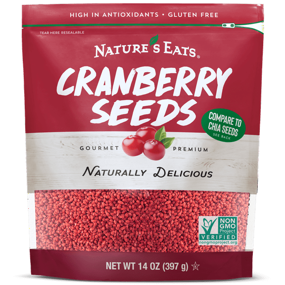 Nature’s Eats Whole Cranberry Seeds – Gluten-Free Superfood, Plant-Based, Rich in Antioxidants, Heart & Digestive Health Support, Clean Label, 14 oz