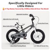 Royalbaby Boys Girls Kids Bike 14 In BMX Freestyle Black 2 Hand Brakes Bicycles with Training Wheels Child Bicycle