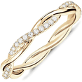 thumbnail image 1 of 14K Gold Plated Cubic Zirconia Twisted Rope Eternity Band for Women-----Yellow Gold (Size 9）, 1 of 5