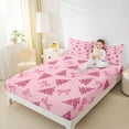 thumbnail image 4 of Homewish Cute Bowknot Bowtie Twin Sheet Sets,Cartoon Christmas Tree Twin Fitted Sheet,Pink Bow Ribbon Flat Sheet For Kids,Microfiber Bedroom Decor,3-Piece, 4 of 7