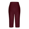 thumbnail image 5 of TANGQIOP Women'S Causal Pants Clothes Knit 3/4 Length Slim Elasticized High Waisted Drawstring Pocket Athletic Solid Color Capris Wine XXL, 5 of 6