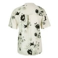 thumbnail image 3 of Summer Cotton Short Sleeve Oversized Floral T Shirts for Women Beige Tops Fashion Plus Printing Easy Shirt Size Top Blouse Pocket Women's XXL, 3 of 9