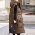 thumbnail image 6 of FNFHFY Women's Long Style Jacket Vests Solid Color Fall Winter Hooded Vests Slim Fashion Double Side Big Pockets Outing Gilets, 6 of 9