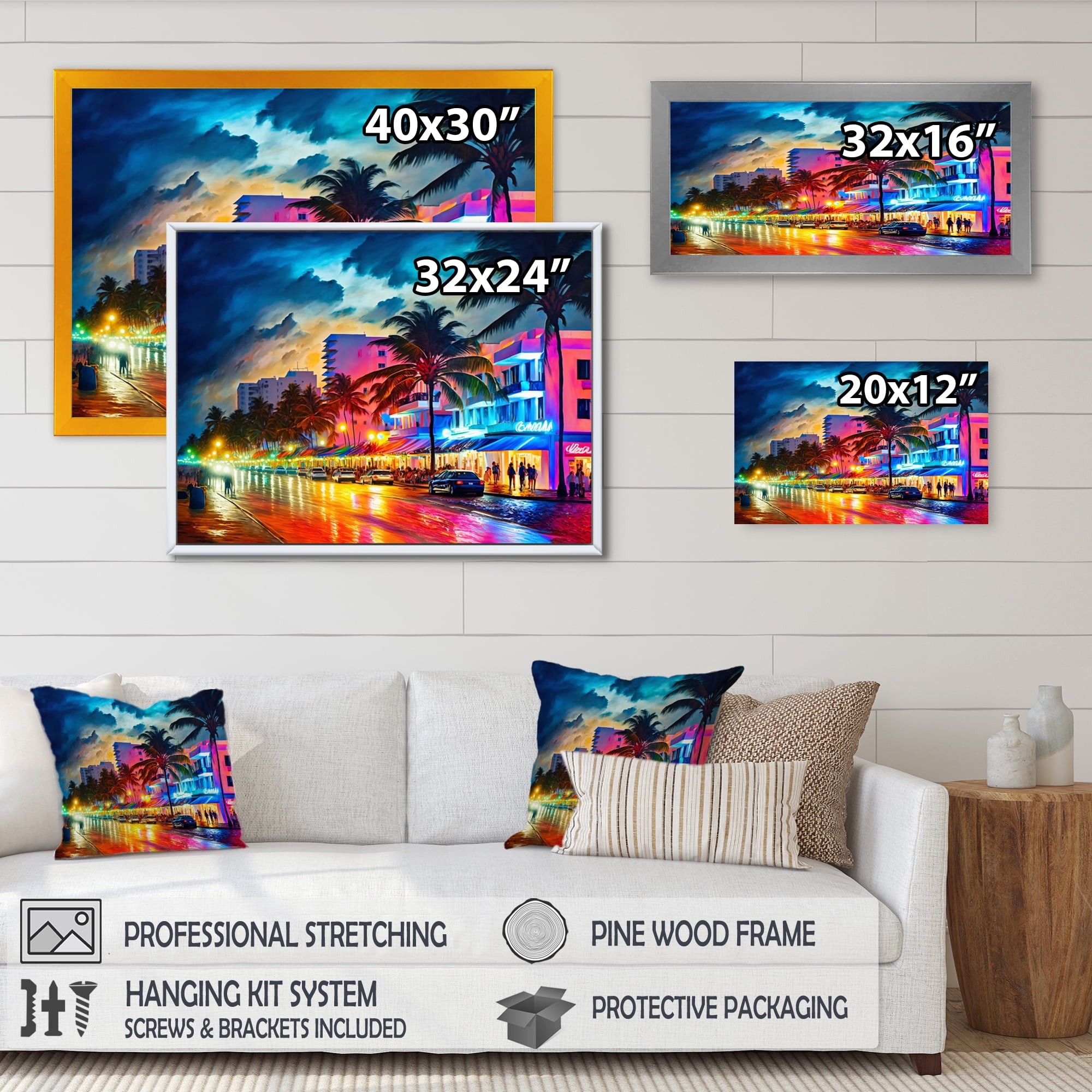 Designart Miami Beach Holidays 4 Architecture Canvas Wall Art