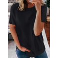 thumbnail image 2 of Womens Striped Color Block Short Sleeve Causal Blouses T Shirts Tops, 2 of 5