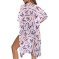 thumbnail image 5 of HELLHERO Half Sleeve Long Kimono Swimsuit Cover Up for Summer High Quality Fabrics Quick Dry Bathing Suit Cover Up Lavender Butterfly Print, 5 of 6