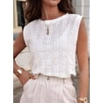 thumbnail image 6 of Women'S Eyelet Tank Tops Floral Casual Round Neck Sleeveless Fashion Beach Vacation Clothes White M, 6 of 7