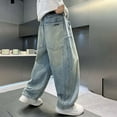 thumbnail image 5 of XIYON Toddler Boys Jeans Loose Fit Wide Leg Pants Straight Leg Trousers For Big Kids And Teens Casual Streetwear Fashion 4-5 Years, 5 of 9