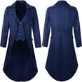 thumbnail image 2 of Men's Gothic Steampunk Tailcoat Victorian Long Frock Coat Halloween Costume Jacket, 2 of 7