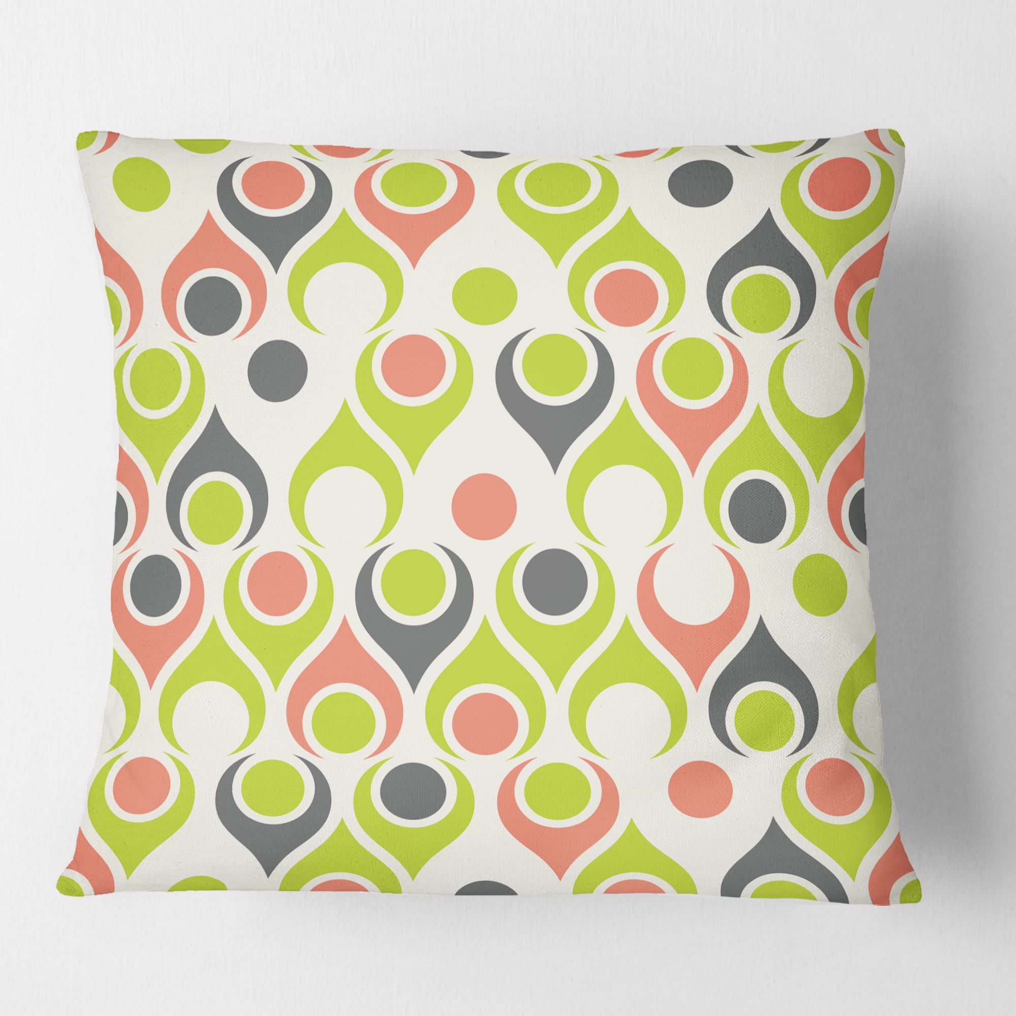 Designart Retro Abstract Drops II' Mid-Century Modern Throw Pillow - 16x16