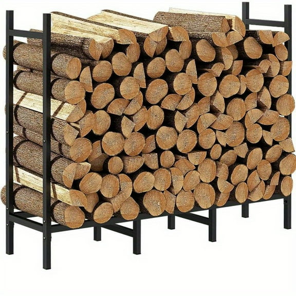 Versatile 4ft Firewood Rack - Adjustable & Heavy-Duty Metal Storage Stand for Indoor/Outdoor Use, Rustproof Powder-Coated Finish