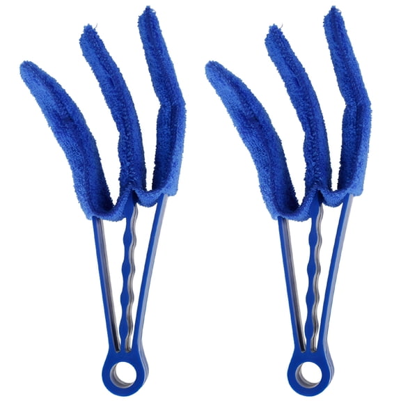 ACDANC Window Microfibre Brush 2pcs Washable Blind Cleaner Set with 3 Pronged Wet Dry Removable Blind Duster for Vertical Windows Air Conditioner Car AC Vent
