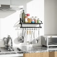 thumbnail image 4 of Wall Shelf for Storage Rustic Wood Kitchen Spice Rack with Towel Bar and 8 Removable Hooks for Organize Cooking Utensils or Mugs Floating Shelf Weathered Grey, 4 of 6