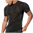 thumbnail image 3 of VBTAPA Men's Hollow Out Short Sleeve Round Neck T Shirts Sheer See Through Party Tee Tops Black XL, 3 of 7