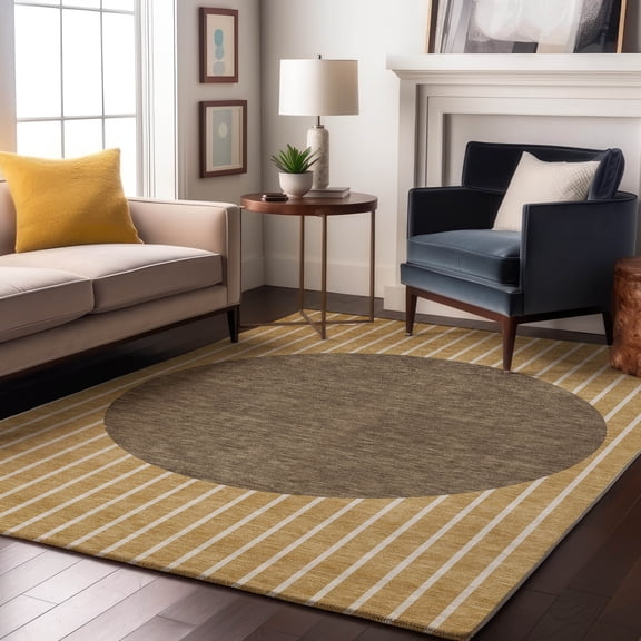 Addison Rugs Mayfield Premium Machine Washable Transitional Stripes Wheat Rectangle Rug, 5' x 7'6"