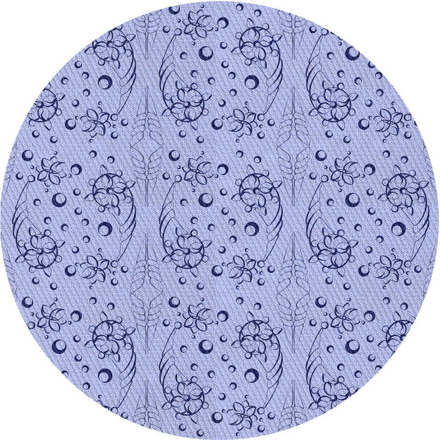 Ahgly Company Machine Washable Indoor Round Transitional Periwinkle Purple Area Rugs, 3' Round