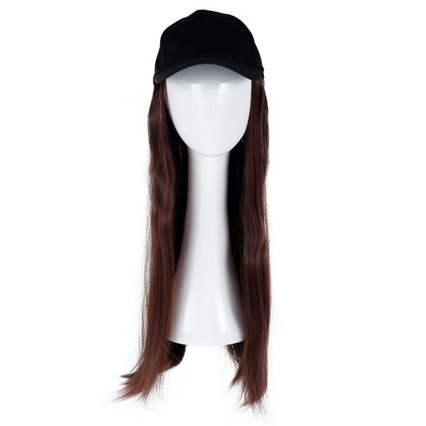 Muyoka Littleduckling Mujer Peluca Gorra de béisbol Sombrero con pelo sintético Completo Largo Recto Fiesta Prop (marrón) Muyoka Hogar