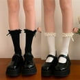 thumbnail image 5 of Milue 1 Pair of Frilly Socks Ballet Socks Ruffle Ankle Socks with Bows Lace Top Sock, 5 of 21