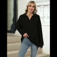 thumbnail image 4 of de Larga con Cuello en V para Mujer, Sudaderas Ligeras, Ropa de Moda de Otoño 2025. Negro XL, 4 of 10