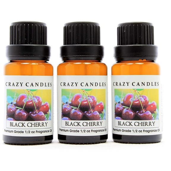Crazy Candles Black Cherry (Made in USA) 3 Bottles 1/2 fl oz Each (15ml) Premium Grade Scented Fragrance Oil