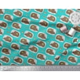 thumbnail image 2 of Soimoi Green polyester Crepe Fabric Leaves,Mushroom & Porcupine Cartoon Printed Craft Fabric by the Yard 42 Inch Wide, 2 of 3