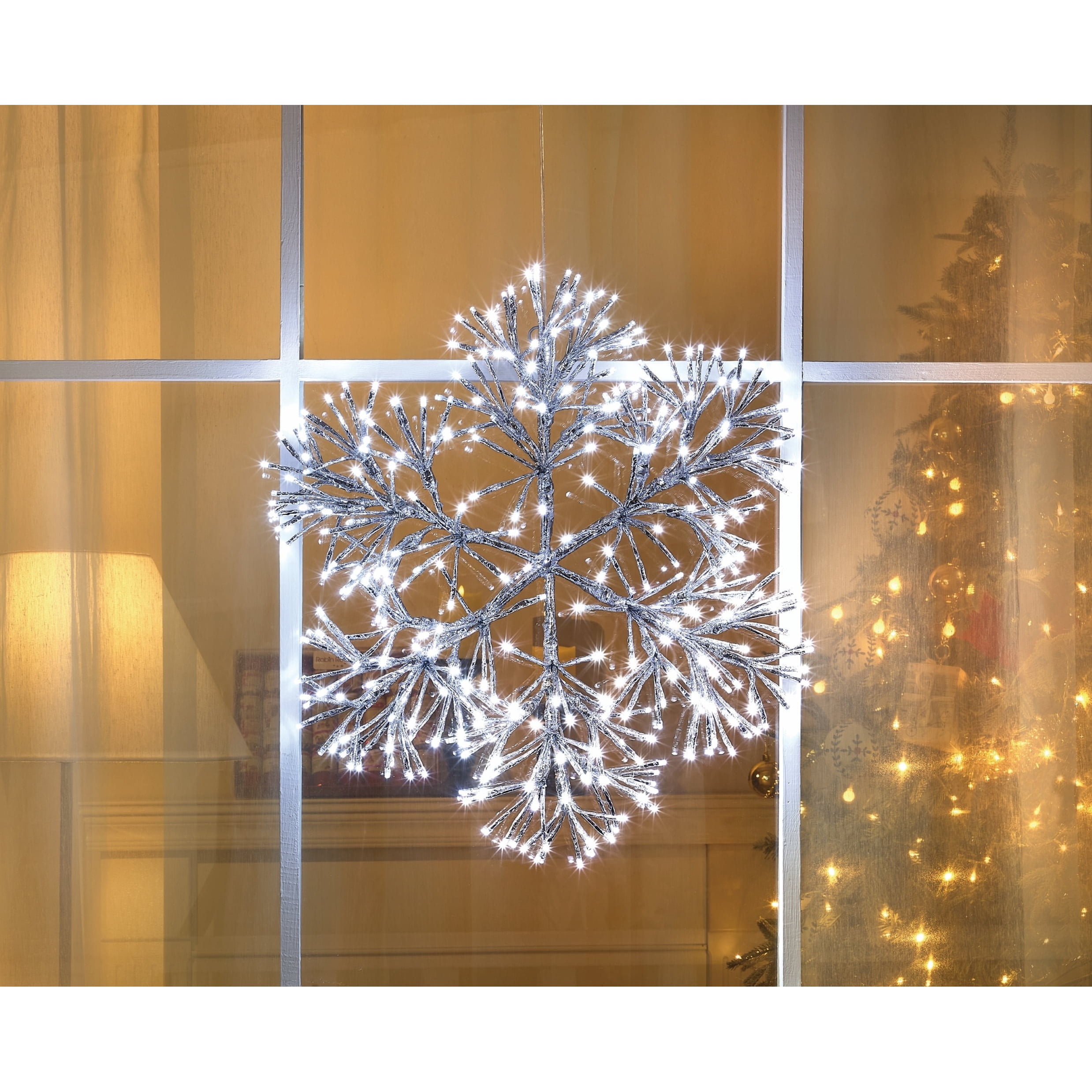 Light-Up Twinkle Snowflake Hanging Christmas Decoration, Silver, 19.7", by Holiday Time