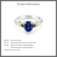 thumbnail image 5 of Gem Stone King 925 Sterling Silver and 10K Yellow Gold Blue Created Sapphire Ring for Women (1.69 Cttw, Oval 8X6MM, Size 8), 5 of 6