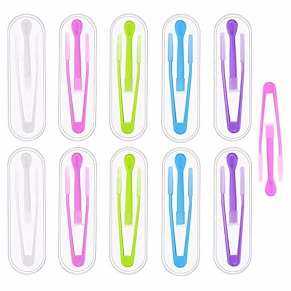 Pinzas para lentes de contacto Seitruly 10 piezas con contenedor ovalado Cuidado de ojos