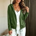 thumbnail image 6 of Women Button Hooded Sweatshirt Jacket Soft Lightweight Hoodies Cardigan with Drawstring Hem Side Pockets Loose Fitting Casual Daily Outwear Green Sweatshirts for Women Hoodies L, 6 of 7