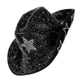 thumbnail image 2 of T-HOTLYST Sparkling Full Rhinestones Cowgirl Caps with Wide Brims Popular Star Fedoras Hat for Men Women Unisex Nightclub Party Hat, 2 of 19