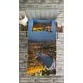 thumbnail image 3 of Ambesonne Modern Quilted Bedspread Set 2 Pcs, Sunset at London City, Twin Size, Yellow Bluegrey, 3 of 3