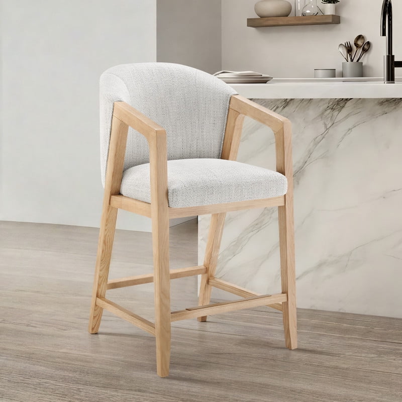Spruce & Spring Exposed Wood Barstool Indoor Wood Frame Stool