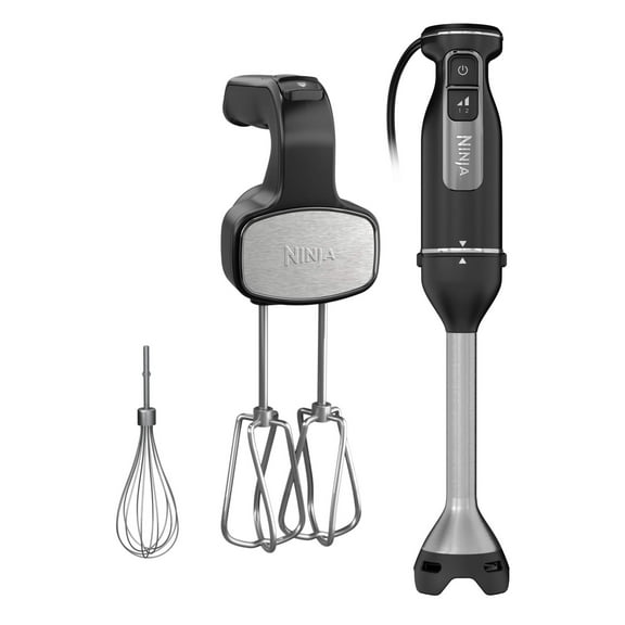 Ninja Foodi 650 Watt Hand Mixer, Immersion Blender, Electric Hand Mixer Combo With Whisk, Beaters, Black CI100