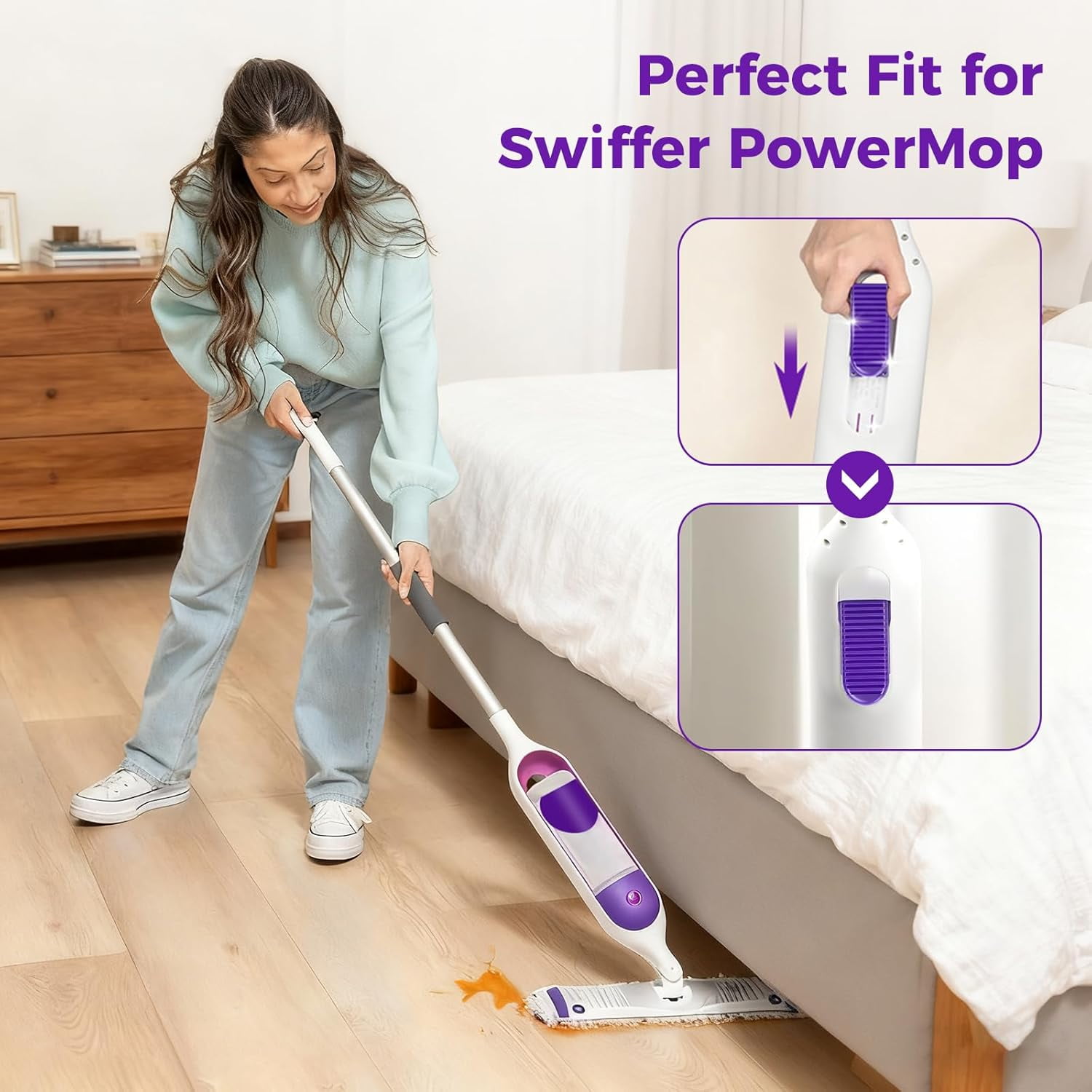 Rechargeable Battery for Swif--fer PowerMop, 3.7V 2.5Ah Lithium-Ion Battery Pack with USB Charging Cable