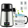 thumbnail image 1 of VEVOR 1.1Gal Water Distiller, 0.3Gal/H, 750W Distilled Water Maker Machine 0-99H Timing Set Temp Display, 304 Stainless Steel Countertop Distiller Glass Carafe Cleaning Powder 3 Carbon Packs, Silver, 1 of 9