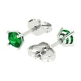 thumbnail image 2 of 0.2 ct Push-Back Stud Earrings for Women | 3.0mm Round Cut Simulated Emerald | 18K White Gold, 2 of 4