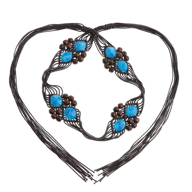 Cinturón de cinturo de Cuerda de Cera de para Mujer, Cinturón con Hecho , Decoración de - Azul, 170cm Yinane Cadena de la cintura para las mujeres
