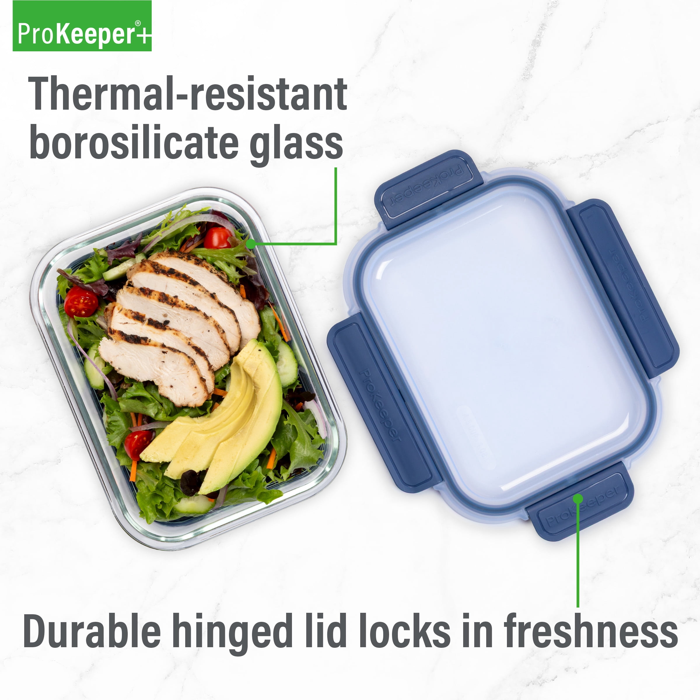 (2 pack) Prokeeper+ 4.5 Cup Glass Food Storeage Container with Silicone Base, Designed to Help with Pantry Storage and Everyday Organization
