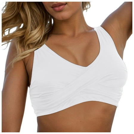 Gibobby 2025 High Neck Crop Bikini Top - Knot Front Tie and Padded Swim Bra for Women(White XL)