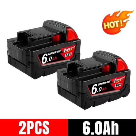 for Mil*wau*kee*18V 2PCS Battery M18 6.0Ah Li-ion Charger Rechargeable Battery 48-11-1815 48-11-1850 Replacement Barrtey