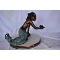 thumbnail image 5 of Nifao Little Mermaid Holding Shell Outdoor Fountain Statue, Bronze Garden Water Feature Sculpture for Patio & Garden – Garden Outdoor Decor Sculpture, 15"L x 37"W x 20"H, 5 of 11
