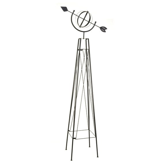 Panacea 6 Ft Metal Garden Obelisk Trellis Sculpture with Armillary Topper