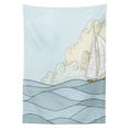 thumbnail image 3 of Ambesonne Vintage Boat Tablecloth Rectangular Table Cover, Doodle Style Ocean, 60"x90", Pale Blue Cream, 3 of 4